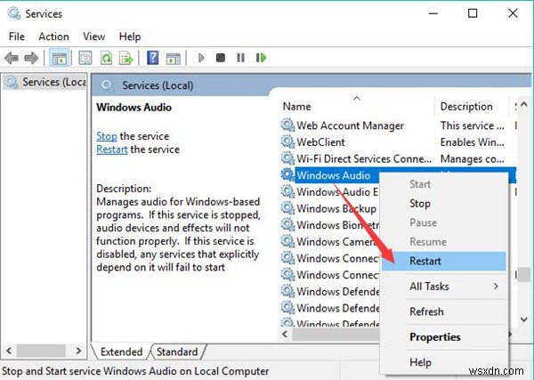 Khắc phục:  Failed to Play Test Tone  trên Windows 10