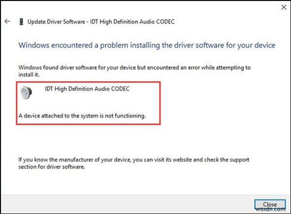Khắc phục:  Failed to Play Test Tone  trên Windows 10