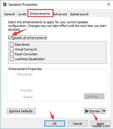 Khắc phục:  Failed to Play Test Tone  trên Windows 10