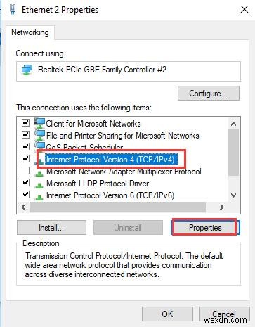 Khắc phục lỗi  Ethernet không có cấu hình IP hợp lệ  trên Windows 10/11