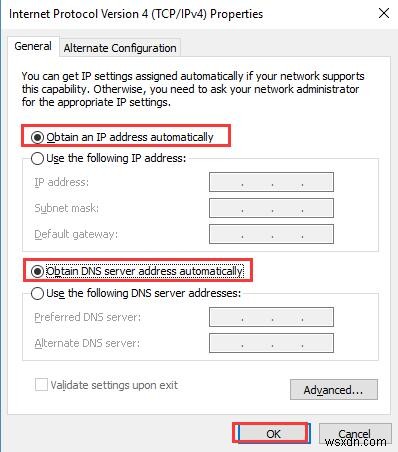 Khắc phục lỗi  Ethernet không có cấu hình IP hợp lệ  trên Windows 10/11