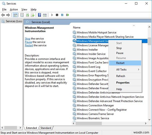 Khắc phục vấn đề WMI Provider Host chiếm CPU cao trên Windows 10