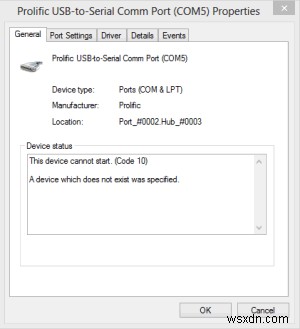Khắc phục lỗi driver Prolific USB to Serial Comm Port trên Windows 10/11