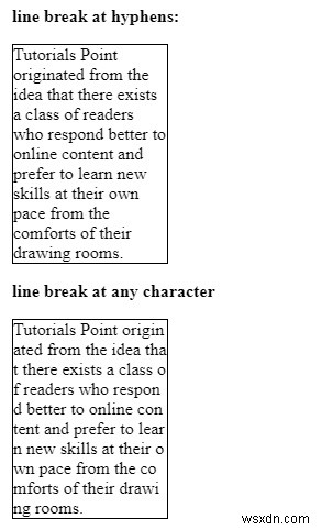 Ngắt dòng dựa trên từ với CSS (word-break)