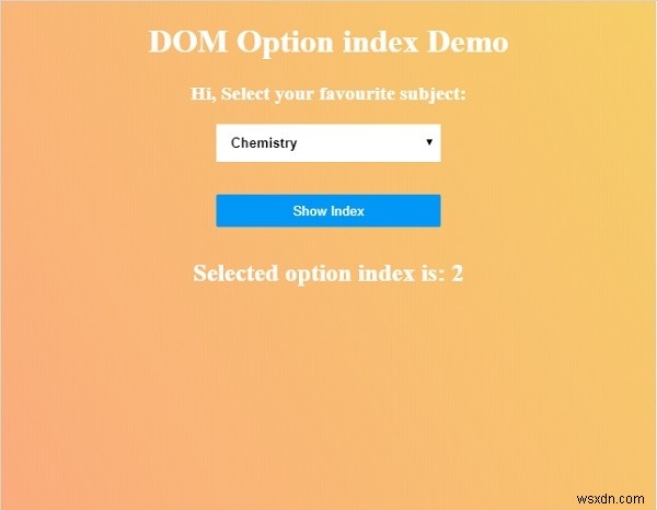 Thuộc tính index của Option trong HTML DOM