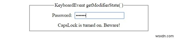 Phương thức getModifierState() của KeyboardEvent trong HTML DOM