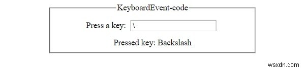 Thuộc tính code của KeyboardEvent trong HTML DOM