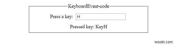 Thuộc tính code của KeyboardEvent trong HTML DOM