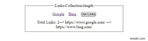 Bộ sưu tập links trong HTML DOM