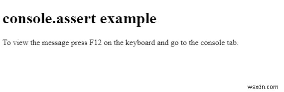 Phương thức HTML DOM console.assert()