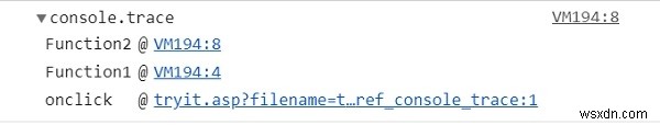Phương thức HTML DOM console.trace()