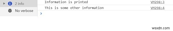 Phương thức HTML DOM console.info()