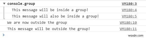 Phương thức HTML DOM console.groupEnd()