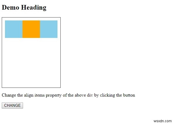 Thuộc tính alignItems trong HTML DOM Style