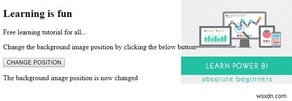 Thuộc tính backgroundPosition trong HTML DOM Style