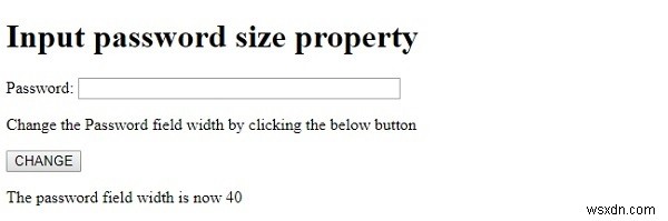 Thuộc tính size của Input Password trong HTML DOM