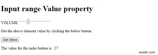Thuộc tính value của Input Range trong HTML DOM