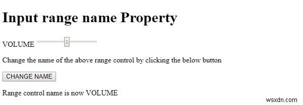Thuộc tính name của Input Range trong HTML DOM