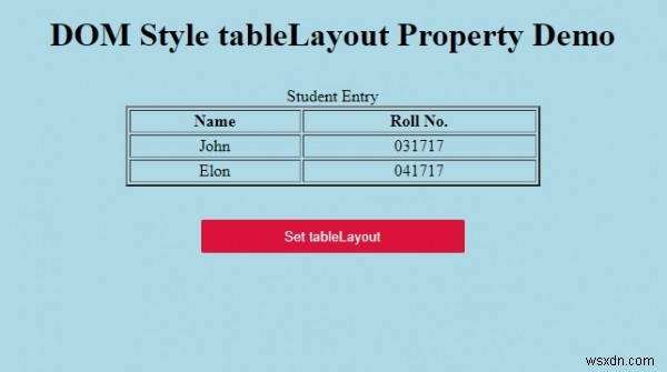 Thuộc tính tableLayout của Style trong HTML DOM