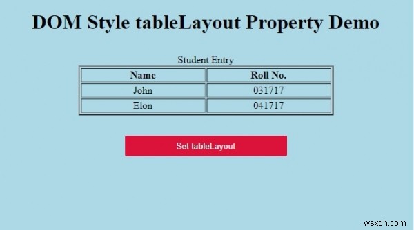 Thuộc tính tableLayout của Style trong HTML DOM