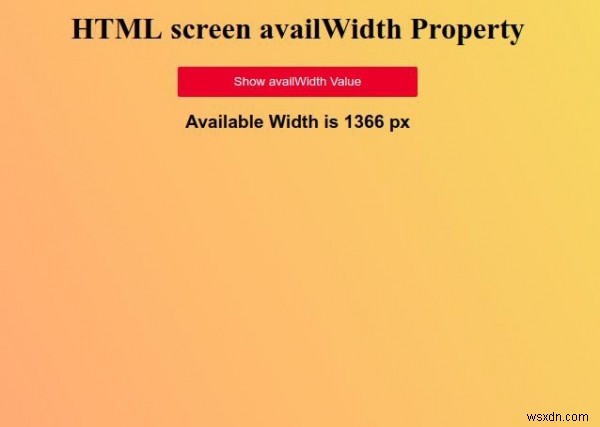 Thuộc tính availWidth của Screen trong HTML
