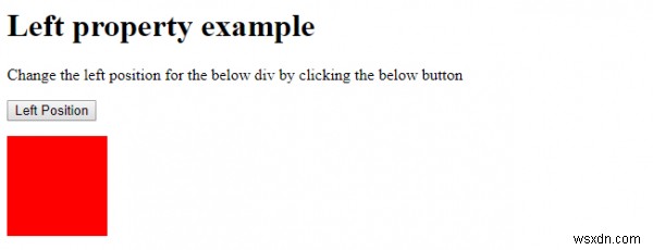 Thuộc tính left trong HTML DOM Style