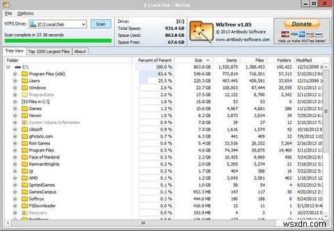 WizTree giúp bạn tìm thấy gì đang chiếm dung lượng ổ cứng [Windows]