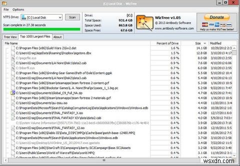 WizTree giúp bạn tìm thấy gì đang chiếm dung lượng ổ cứng [Windows]
