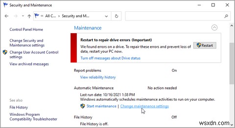 Cách sửa lỗi  Windows Is Unable to Run Automatic Maintenance 