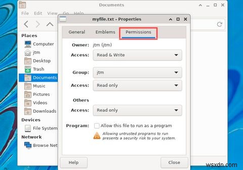 Cách Thay Đổi Quyền Truy Cập Tập Tin Trên Màn Hình NghỊ Linux