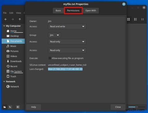 Cách Thay Đổi Quyền Truy Cập Tập Tin Trên Màn Hình NghỊ Linux