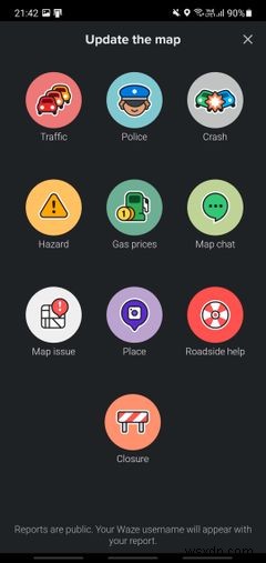 Tất cả cách báo cáo sự cố khi điều hướng với Waze