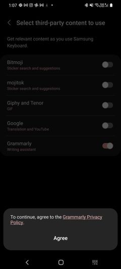 Cách bật/tắt Grammarly trên bàn phím Samsung Galaxy