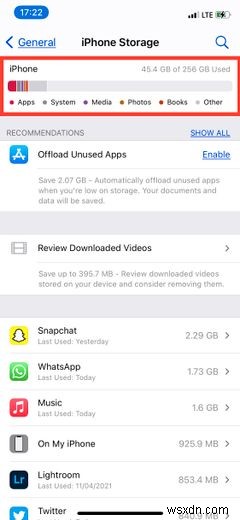 Cách xóa bộ nhớ  Khác  (Other) trên iPhone