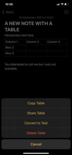 Cách tạo và định dạng bảng trong Apple Notes như chuyên gia