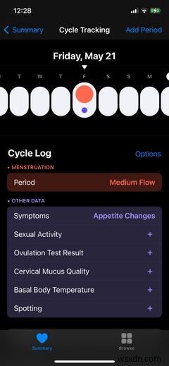 Cách theo dõi chu kỳ kinh nguyệt với ứng dụng Sức khỏe trên iPhone