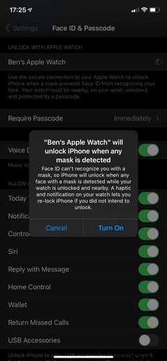 Cách mở khóa iPhone bằng Apple Watch khi đeo khẩu trang