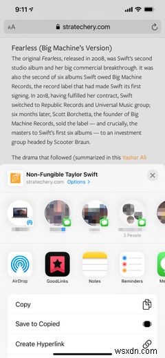 Cách tắt hàng gợi ý liên hệ trong trang chia sẻ (Share Sheet) iPhone