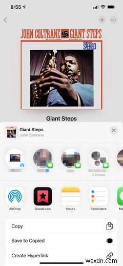 Cách tắt hàng gợi ý liên hệ trong trang chia sẻ (Share Sheet) iPhone