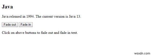 Phương thức jQuery fadeIn()