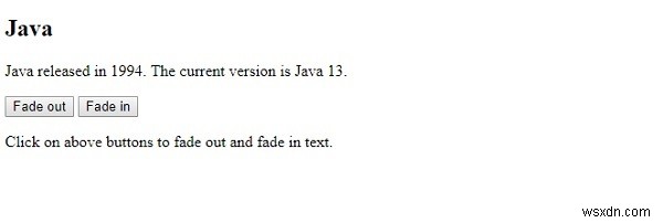 Phương thức jQuery fadeIn()
