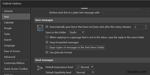 Cách ngăn Outlook lưu bản sao Email đã gửi