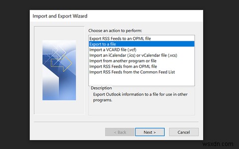 Cách xuất email từ Outlook