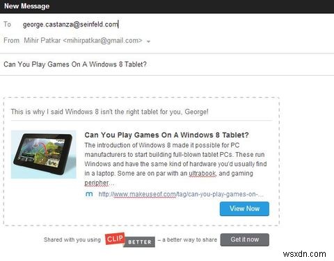 Gửi link qua email? Làm cho nó đẹp và clickable với Clip Better