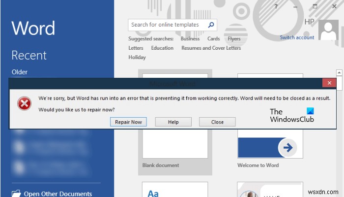 Khắc phục lỗi Word, Excel, PowerPoint đã gặp sự cố ngăn cản hoạt động chính xác