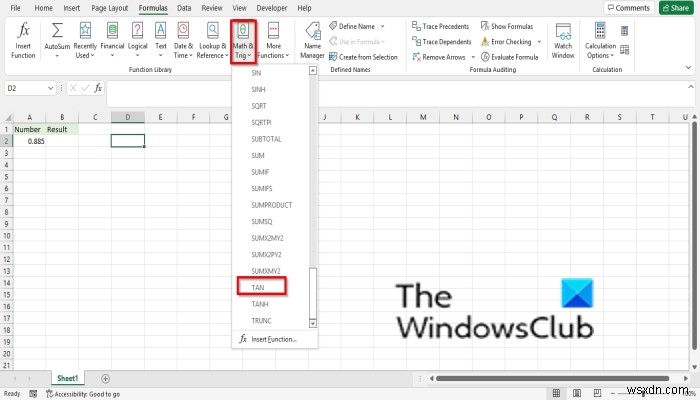 Cách sử dụng hàm TAN trong Microsoft Excel
