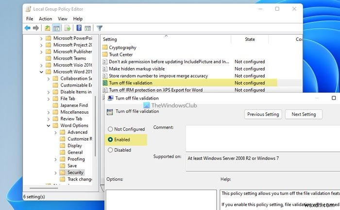 Cách bật/tắt xác thực tập tin trong Word, Excel, PowerPoint