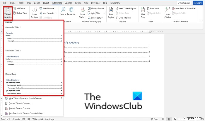 Cách Chỉnh sửa, Cập nhật, Xóa Mục lục (Table of Contents) trong Word
