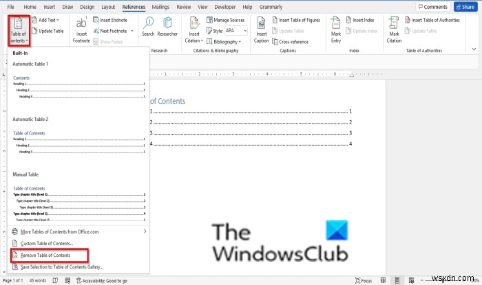 Cách Chỉnh sửa, Cập nhật, Xóa Mục lục (Table of Contents) trong Word