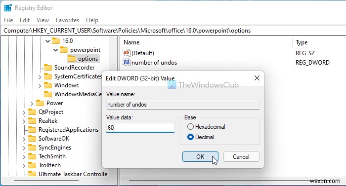 Tăng hoặc giảm số lần Hoàn tác (Undo) tối đa trong PowerPoint